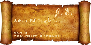 Jaksa Mátyás névjegykártya