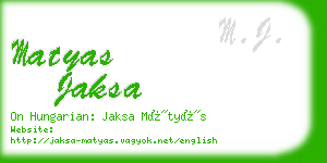 matyas jaksa business card